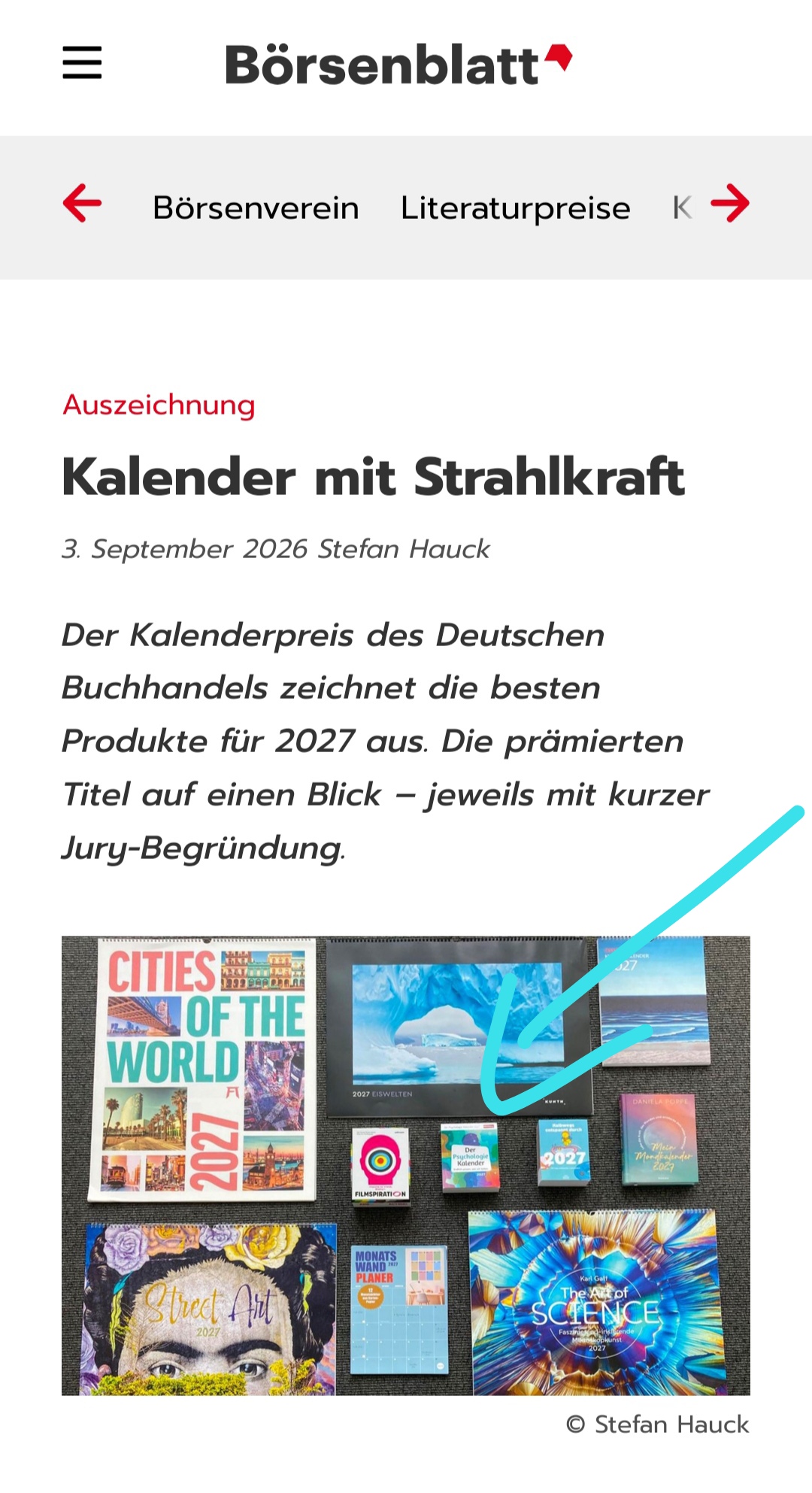 Das Börsenblatt zum Psychologie Kalender von Kornelia Langer | Ausgezeichnet mit dem Kalenderpreis des Deutschen Buchhandels